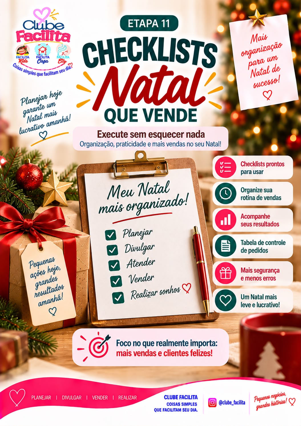 Checklist Natal que Vende com controles para organizar a campanha